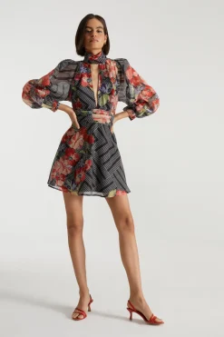Online Oasis X Print Sisters Organza Keyhole Front Dress Mono