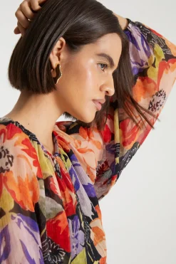 Sale Oasis X Print Sisters Poppy Floral Cut Out Dress Red