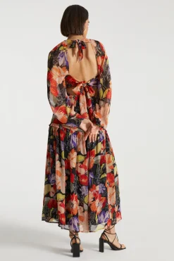 Sale Oasis X Print Sisters Poppy Floral Cut Out Dress Red