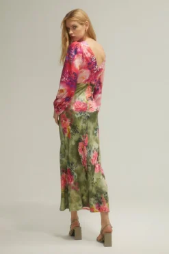 Hot Oasis X Tipperleyhill Mixed Floral V Neck Midi Dress Multi