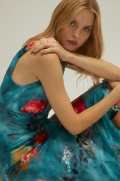 Clearance Oasis X Tipperleyhill Painted Floral Bias Midi Dress Pink