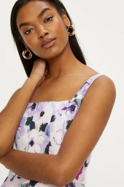 Online Oasis Ombre Floral Printed Ottoman Twill Mini Dress Purple