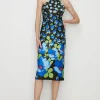 Hot Oasis Ombre Floral Scuba Halterneck Midi Dress Black