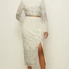 Sale Oasis Ombre Sequin Midi Skirt Silver