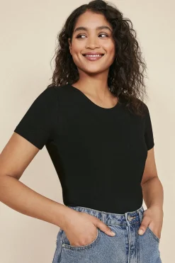 Fashion Oasis Organic Cotton Fitted Crew Neck T Shirt Navy