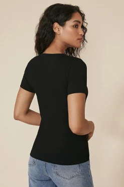 Fashion Oasis Organic Cotton Fitted Crew Neck T Shirt Navy