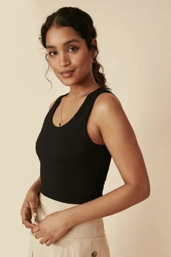 Hot Oasis Organic Cotton Scoop Neck Vest Ivory