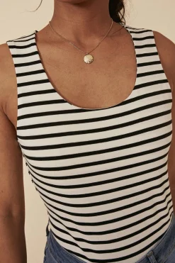 Sale Oasis Organic Cotton Stripe Scoop Neck Vest Pink