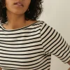 Discount Oasis Organic Cotton Stripe Slash Neck Top Navy
