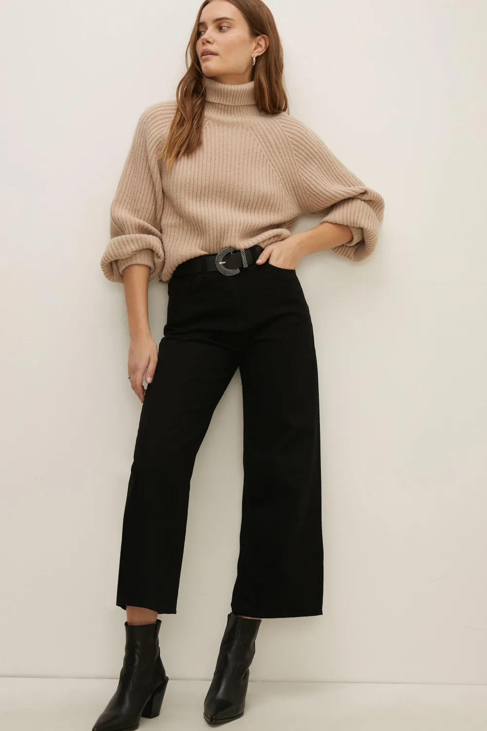 New Oasis Organic Crop Wide Leg Jean Indigo