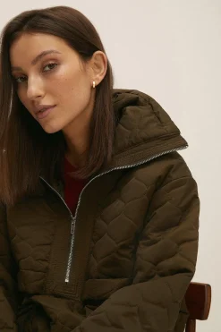 New Oasis Overhead Half Zip Nylon Padded Jacket Neutral