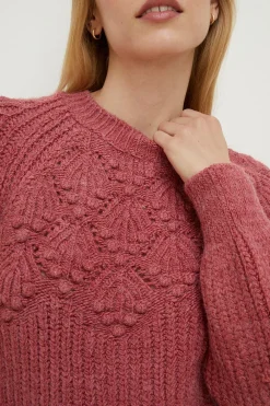 Fashion Oasis Oversized Bobble And Pointelle Stitch Jumper Purple