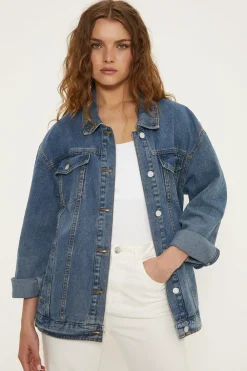 Outlet Oasis Oversized Denim Jacket Mid Wash