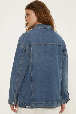 Outlet Oasis Oversized Denim Jacket Mid Wash