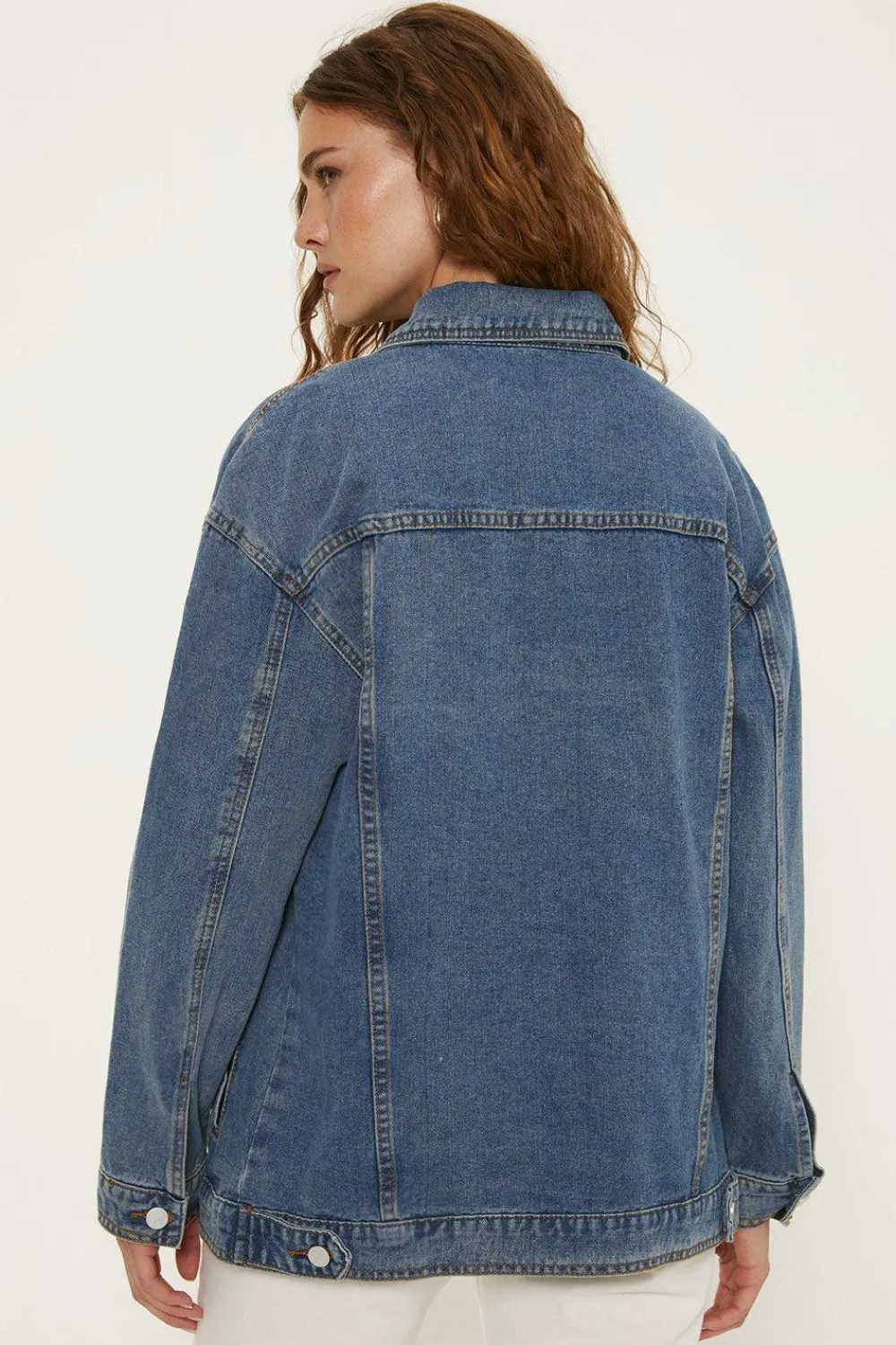 Outlet Oasis Oversized Denim Jacket Mid Wash