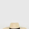 Outlet Oasis Oversized Fedora Contrast Band Straw Hat Beige