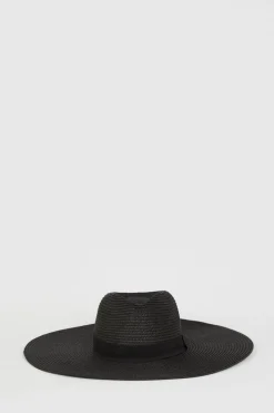 Sale Oasis Oversized Fedora Straw Hat Black
