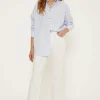 Hot Oasis Oversized Poplin Pinstripe Shirt Blue