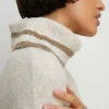 Best Oasis Oversized Roll Neck Stripe Jumper White