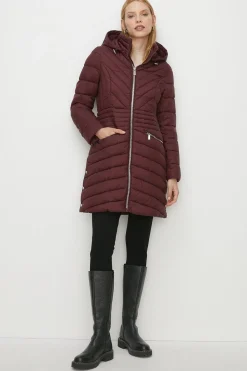 Fashion Oasis Padded Packable Midi Jacket Black