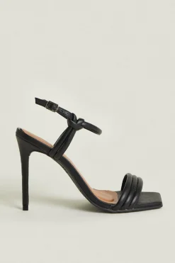Fashion Oasis Padded Strap Barely There Heels Black