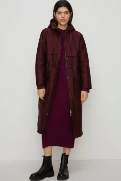 Discount Oasis Padded Winter Longline Parka Coat Berry