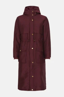 Discount Oasis Padded Winter Longline Parka Coat Berry