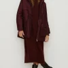 Online Oasis Padded Winter Midi Parka Coat Berry
