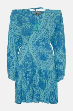 Discount Oasis Paisley Bardot Dress Blue