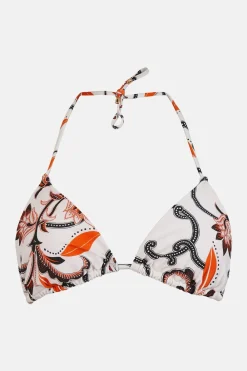 Online Oasis Paisley Floral Triangle Bikini Top White
