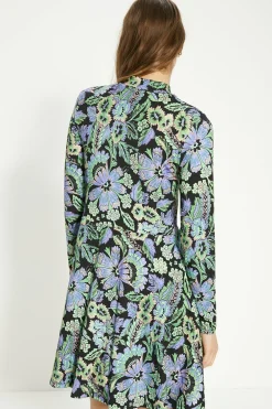 Online Oasis Paisley Jersey Funnel Neck Long Sleeve Mini Dress Multi