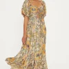 Fashion Oasis Paisley Metallic Midi Dress Tropical Orange