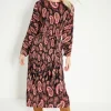 Clearance Oasis Paisley Plisse Belted Midi Dress Multi