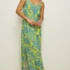 Sale Oasis Paisley Print Strappy Maxi Dress Chartreuse