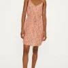 Online Oasis Paisley Print Strappy Mini Dress Red