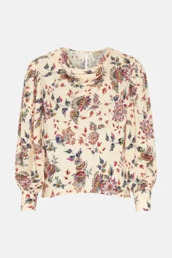 Sale Oasis Paisley Printed Cowl Neck Blouse Ivory