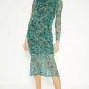Sale Oasis Paisley Printed Gauged Front Midi Dress Multi