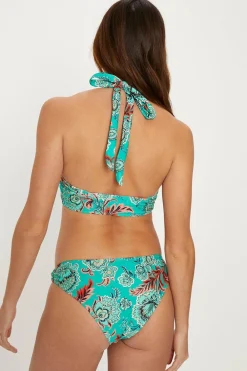 Online Oasis Paisley Printed Ring Detail Bikini Bottoms Bright Green