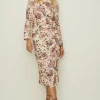 Online Oasis Paisley Printed Ruched Side Midi Dress Ivory