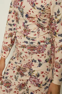 Online Oasis Paisley Printed Ruched Side Midi Dress Ivory