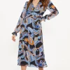 Clearance Oasis Paisley Ruffle Waist Midi Dress Multi