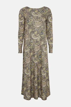 Discount Oasis Paisley Scoop Back Trapeze Midaxi Dress Green