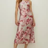 Hot Oasis Paisley Shimmer Jersey Tie Back Cami Dress Ivory