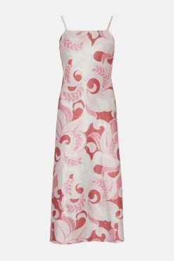 Hot Oasis Paisley Shimmer Jersey Tie Back Cami Dress Ivory