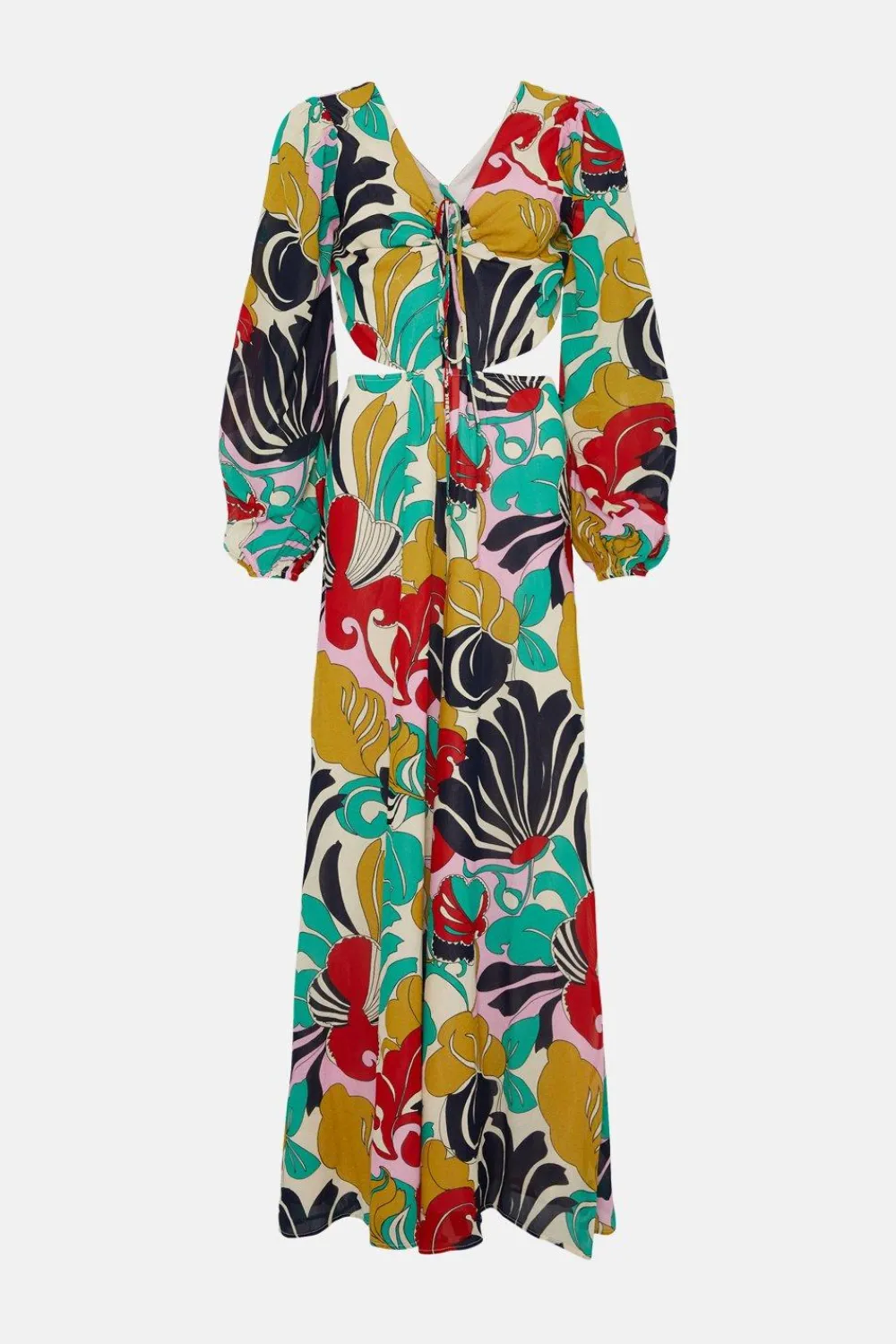 Discount Oasis Paisley Swirl Printed Tie Neck Wide Leg Jumpsuit Multi