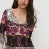 Online Oasis Paisley V Front Detail Midi Dress Multi