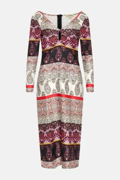 Online Oasis Paisley V Front Detail Midi Dress Multi