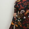 New Oasis Paisley Velvet Funnel Neck Tiered Midi Dress Multi