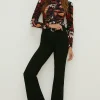 Clearance Oasis Paisley Velvet Ruched Front Top Multi