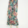 Online Oasis Paisley Zip Front Pleated Slinky Jersey Dress Multi